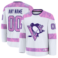 Moorv Custom P.Penguins White 2024 Hockey Fights Cancer Jerseys