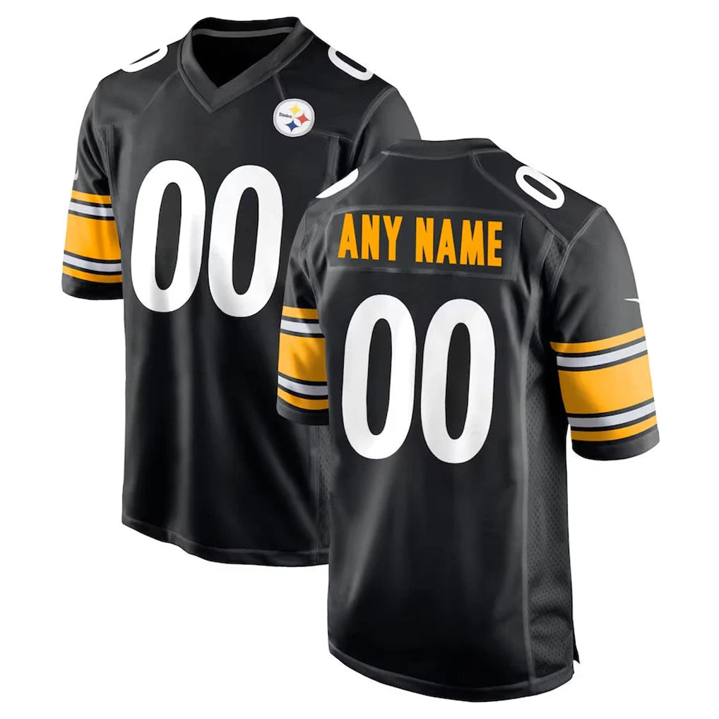 Moorv Custom P.Steelers Black Home Game Any Name & Numbers Stitched Jerseys