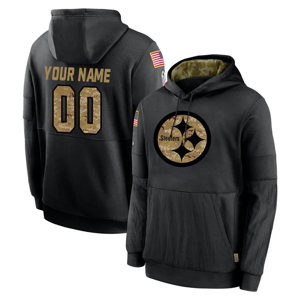 Moorv Custom P.Steelers Black Salute to Service Hoodies Limited Game Any Name & Numbers Stitched Jerseys