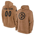Moorv Custom P.Steelers Brown Limited Salute to Service Pullover Hoodies Game Any Name & Numbers Stitched Jerseys