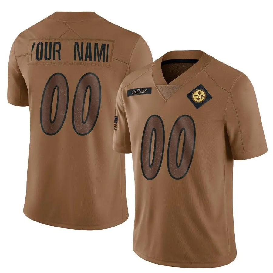 Moorv Custom P.Steelers Brown Salute To Service Limited Stitched Jerseys