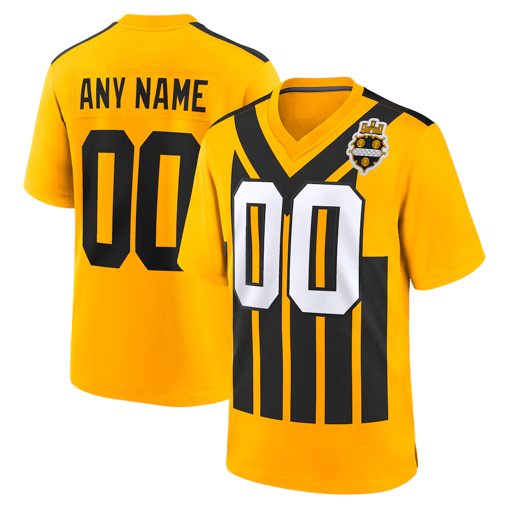 Moorv Custom P.Steelers Gold Alternate 1933 Throwback Game Stitched Jerseys