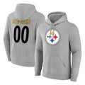 Moorv Custom P.Steelers Gray LOGO Pullover Hoodies Limited Any Name & Numbers Stitched Jerseys