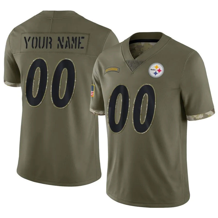 Moorv Custom P.Steelers Salute To Service Limited Olive Stitched Jerseys