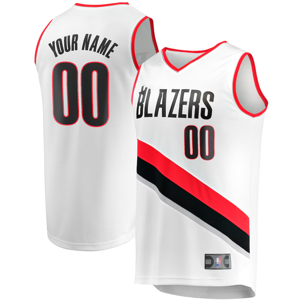 Moorv Custom PT.Blazers White Fast Break Replica Stitched Jerseys - Association Edition