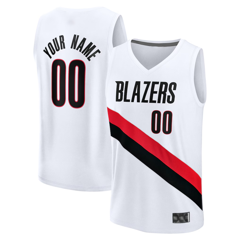 Moorv Custom PT.Blazers White Fast Break Replica Stitched Jerseys - Association Edition