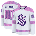 Moorv Custom S.Kraken White 2024 Hockey Fights Cancer Practice Jerseys