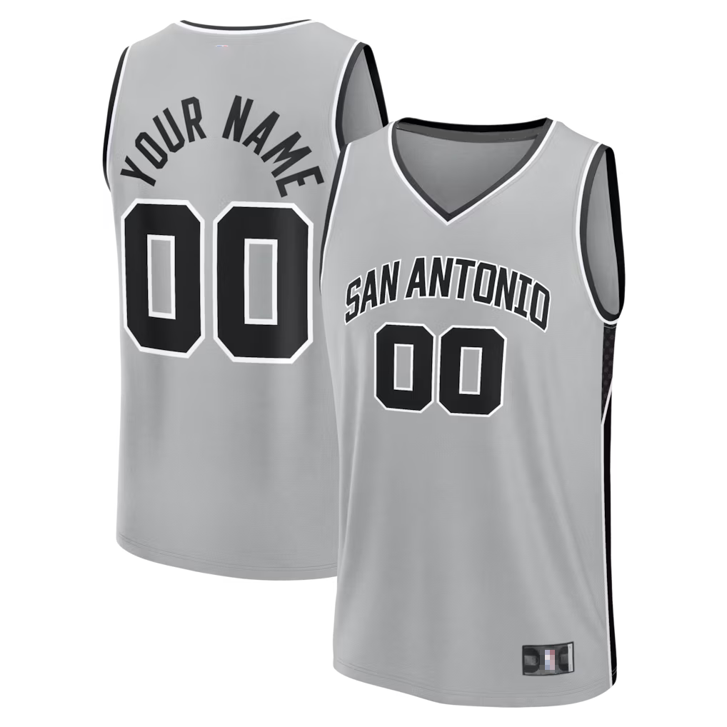 Moorv Custom SA.Spurs Silver Fastbreak Stitched Jerseys- Statement Edition