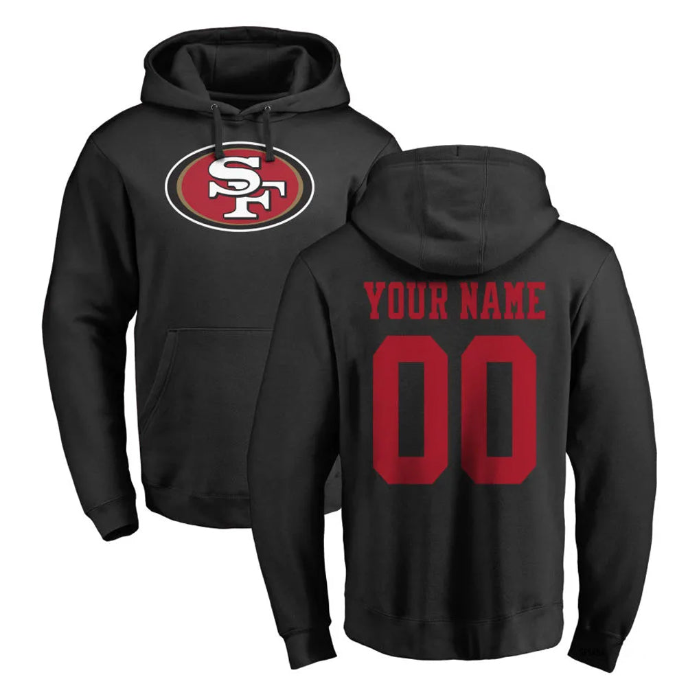 Moorv Custom SF.49ers Black LOGO Pullover Hoodies Home Game Any Name & Numbers Stitched Jerseys
