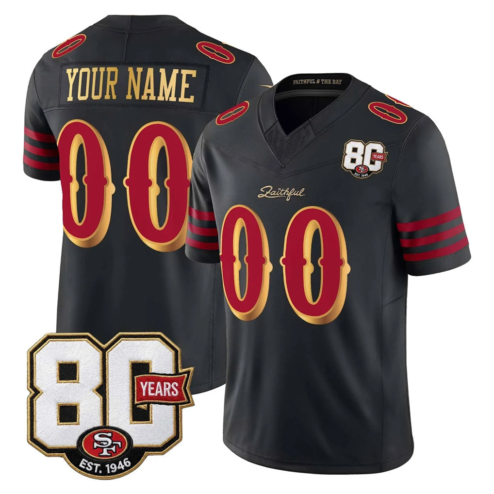 Moorv Custom SF.49ers Black Limited 80th Rivalries Collection Home Game Any Name & Numbers Stitched Jerseys