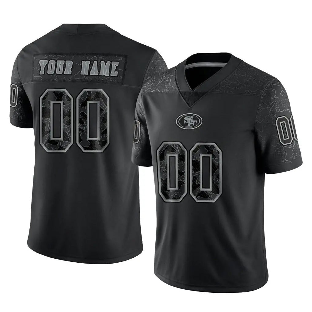 Moorv Custom SF.49ers Black Limited Reflective Home Game Any Name & Numbers Stitched Jerseys