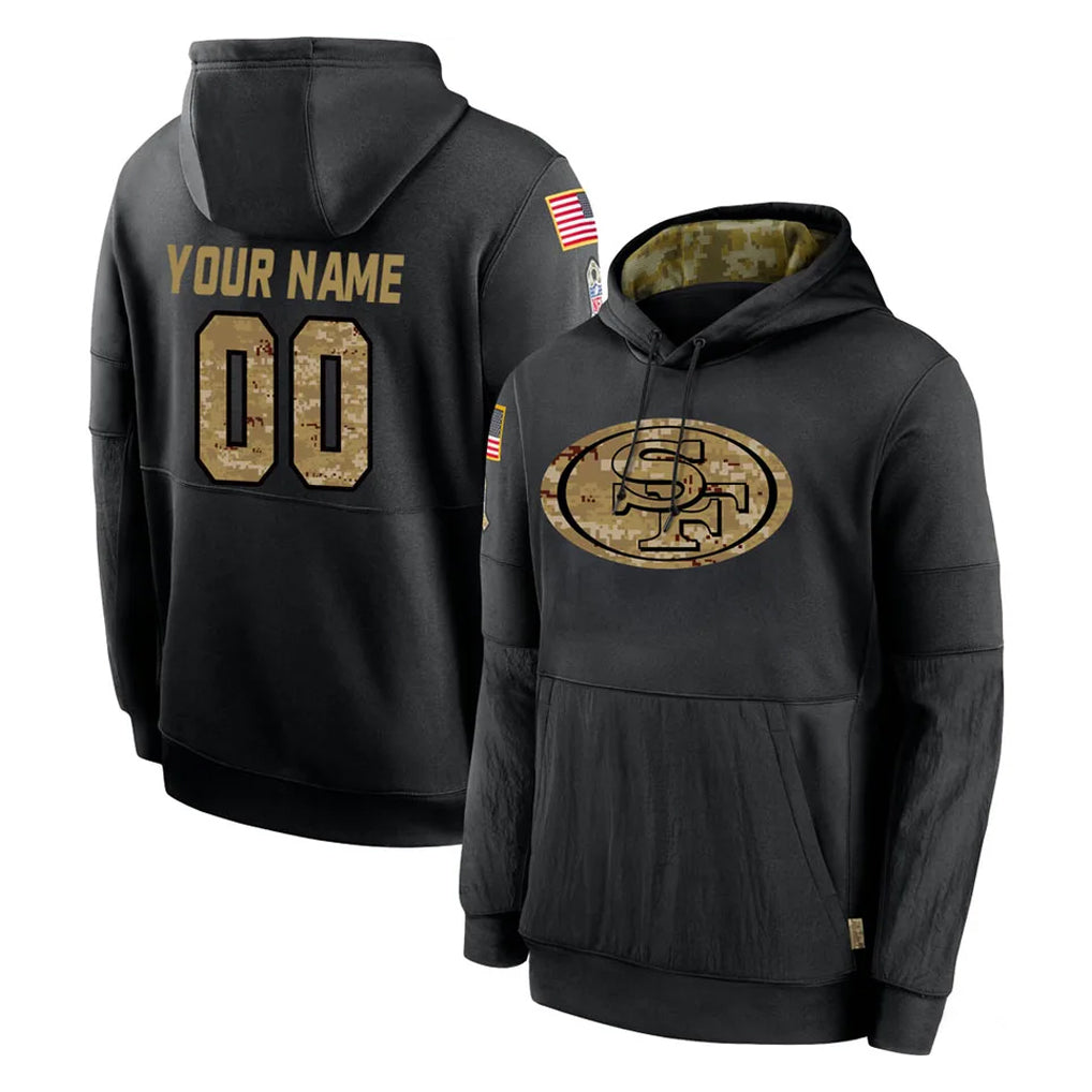 Moorv Custom SF.49ers Black Salute to Service Sideline Performance Pullover Hoodies Home Game Any Name & Numbers Stitched Jerseys