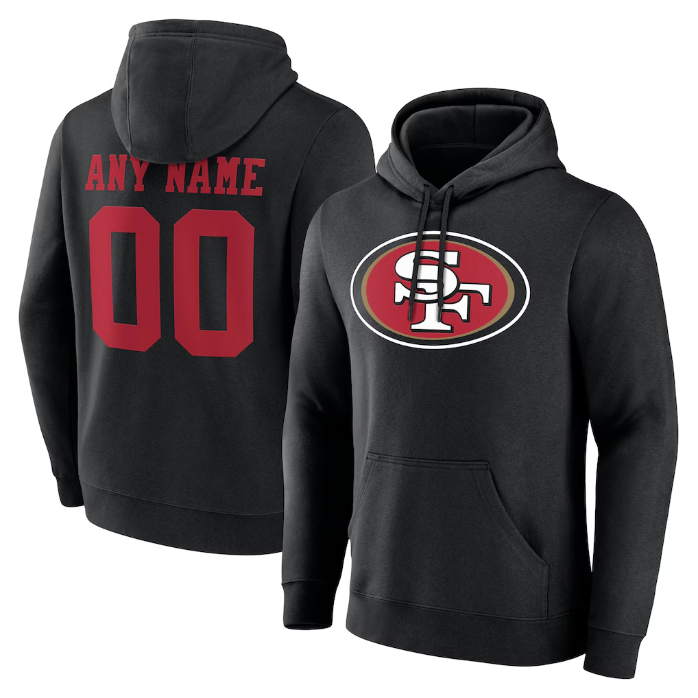 Moorv Custom SF.49ers Black Team Authentic Personalized Name & Number Hoodie Stitched Jerseys