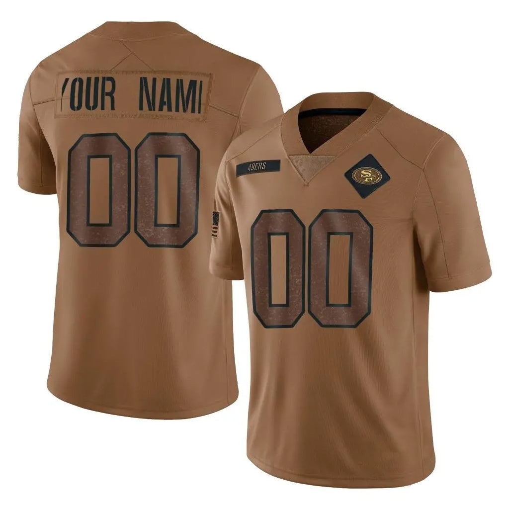 Moorv Custom SF.49ers Brown Limited Salute To Service Home Game Any Name & Numbers Stitched Jerseys