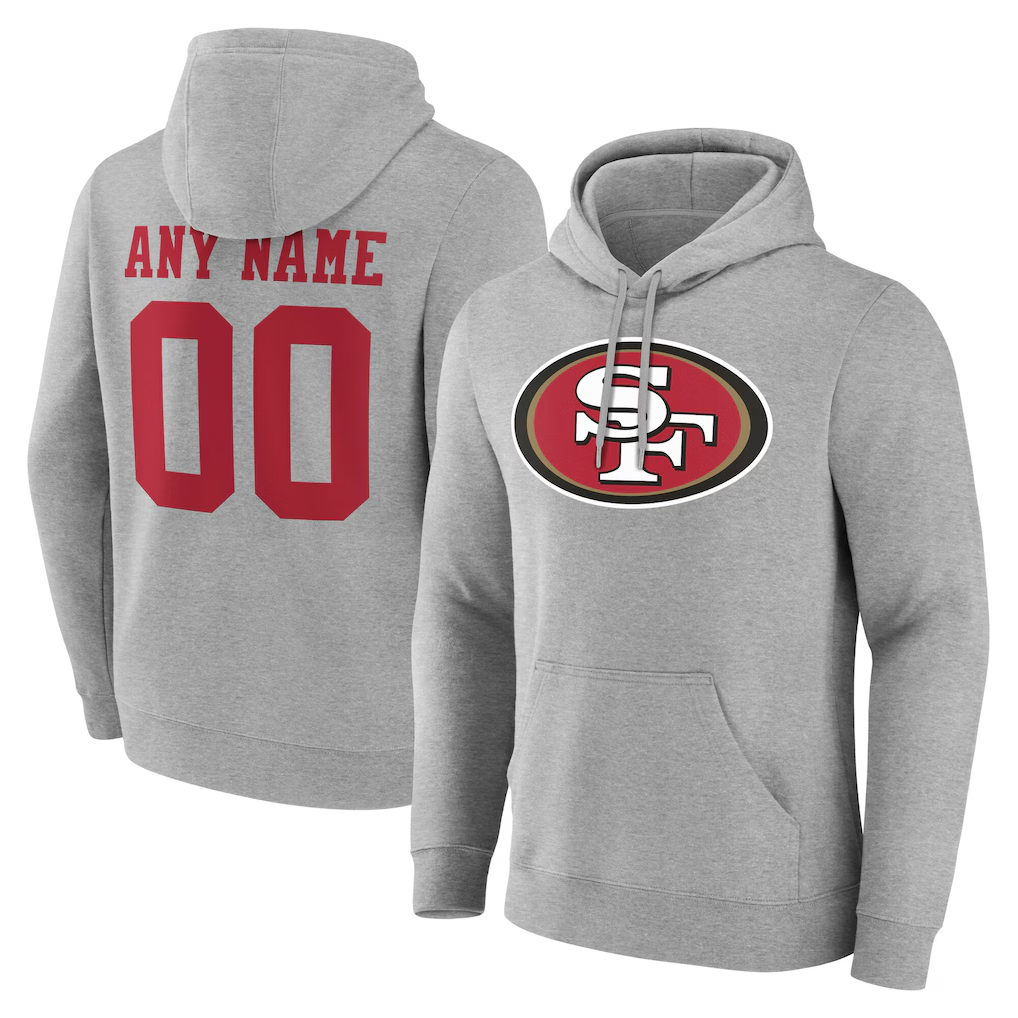 Moorv Custom SF.49ers Gray Team Authentic Personalized Name & Number Hoodie Stitched Jerseys
