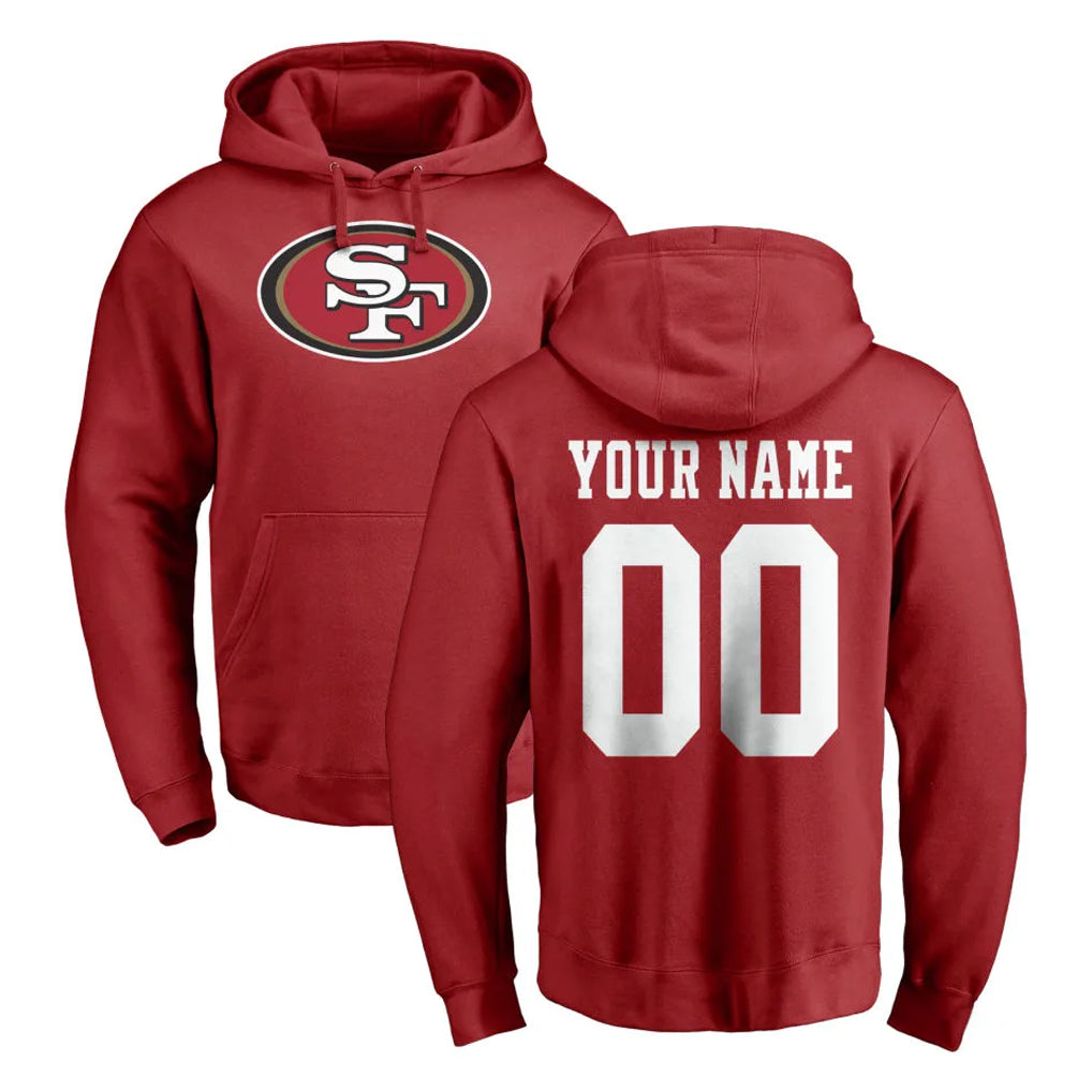 Moorv Custom SF.49ers Red LOGO Pullover Hoodies Home Game Any Name & Numbers Stitched Jerseys