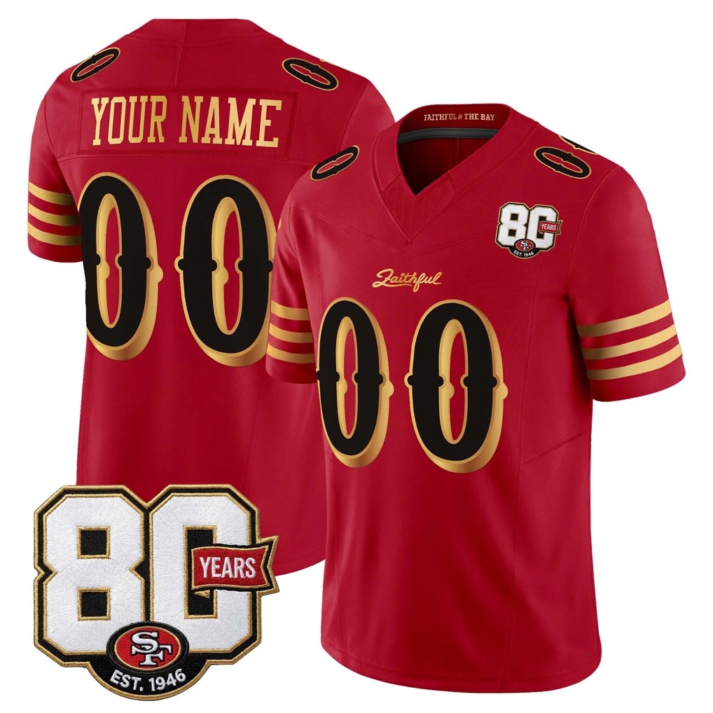 Moorv Custom SF.49ers Red Limited 80th Rivalries Collection Home Game Any Name & Numbers Stitched Jerseys