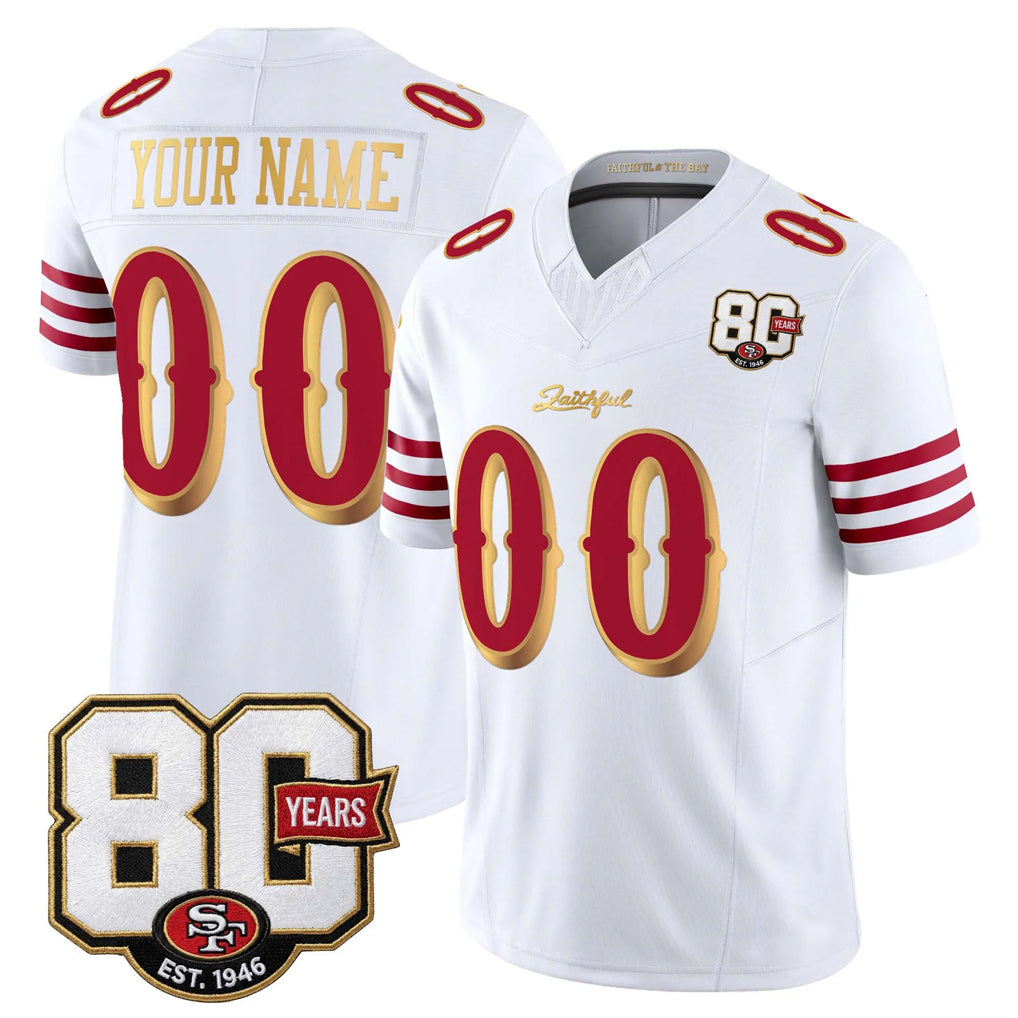 Moorv Custom SF.49ers White Limited 80th Rivalries Collection Home Game Any Name & Numbers Stitched Jerseys
