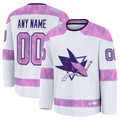Moorv Custom SJ.Sharks White 2024 Hockey Fights Cancer Practice Jerseys