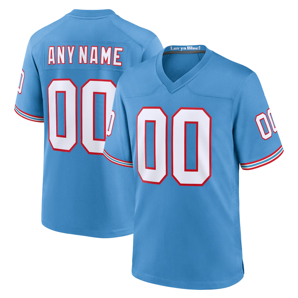 Moorv Custom T.Titans  Light Blue Oilers Throwback Game Stitched Jerseys