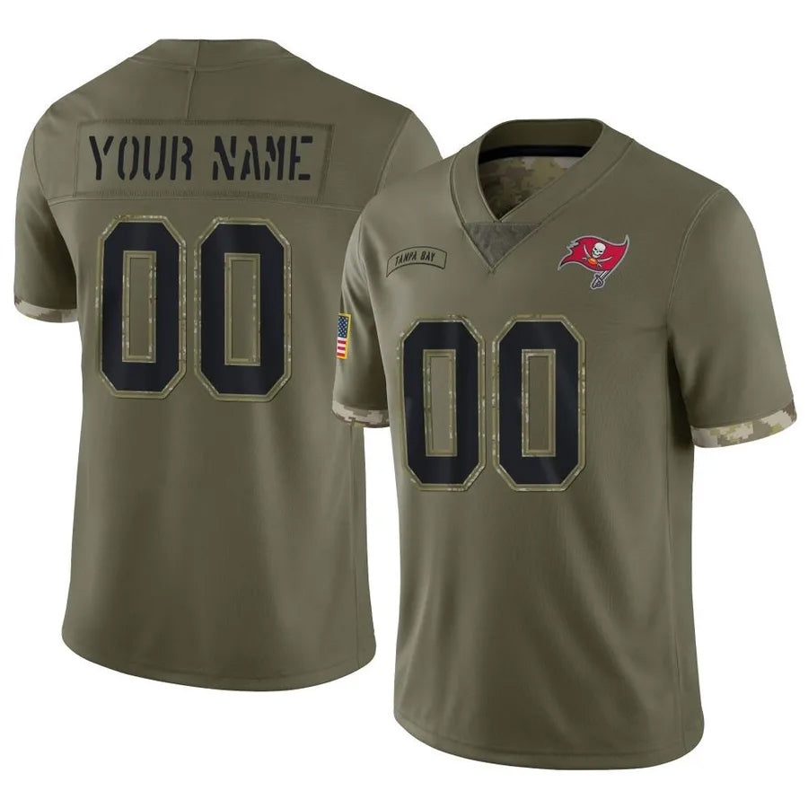 Moorv Custom TB.Buccaneers Salute To Service Olive Stitched Jerseys