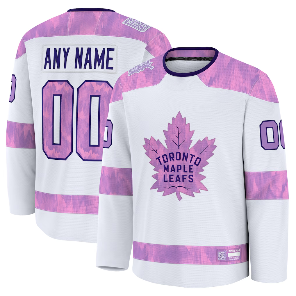 Moorv Custom TM.Leafs White 2024 Hockey Fights Cancer Practice Jerseys