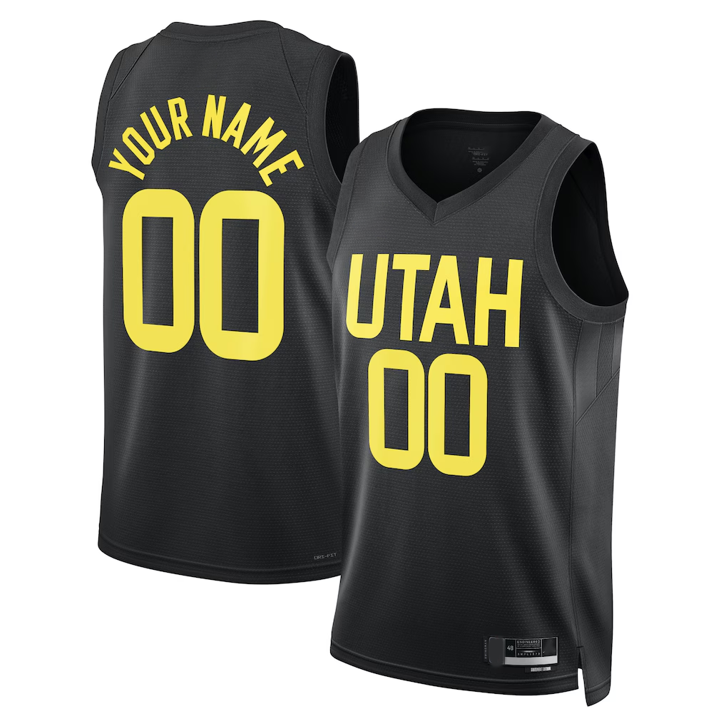 Moorv Custom U.Jazz Black 202223 Swingman Stitched Jerseys- Statement Edition