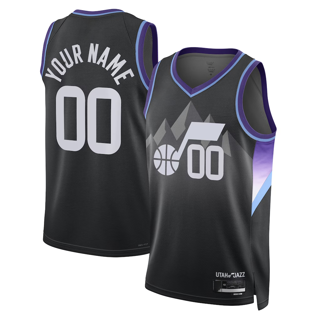 Moorv Custom U.Jazz Black 2025 Swingman Stitched Jerseys - Statement Edition