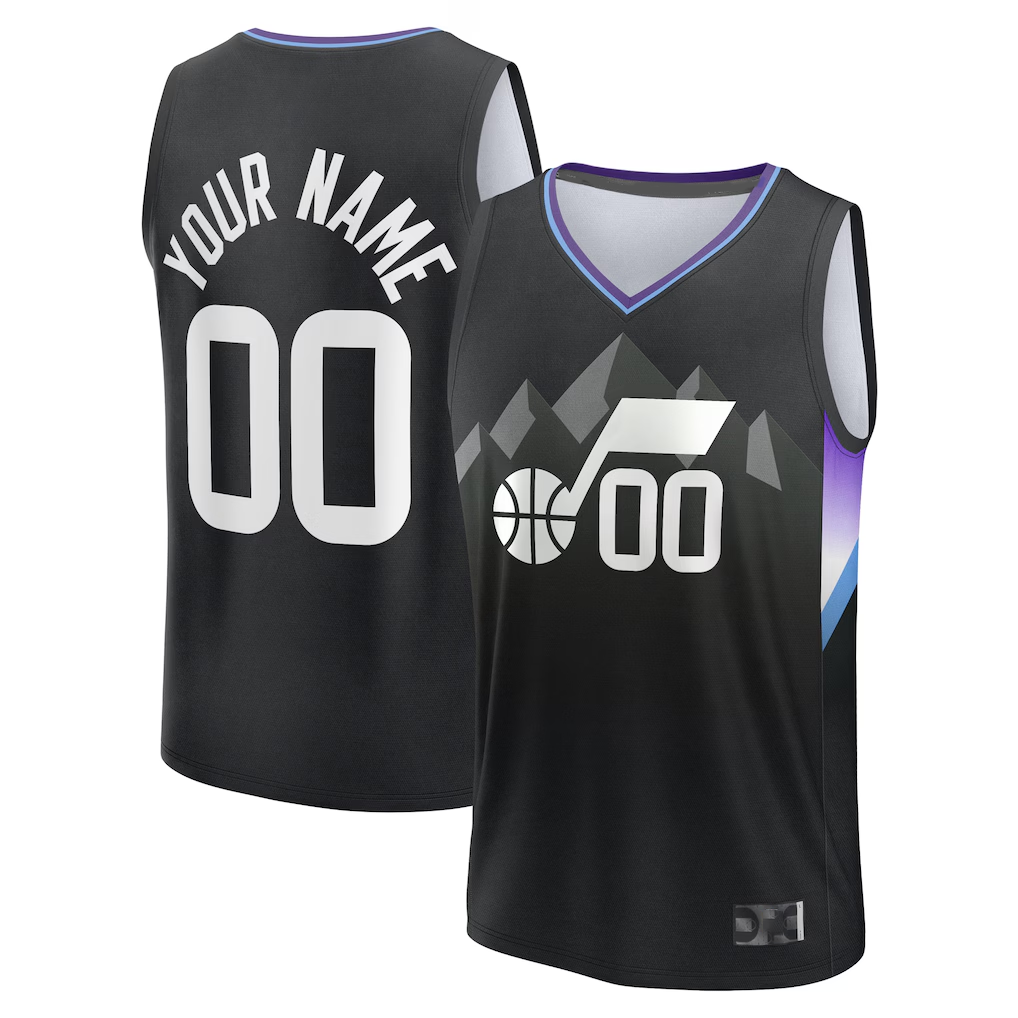 Moorv Custom U.Jazz Black Fast Break Stitched Jerseys - Statement Editio