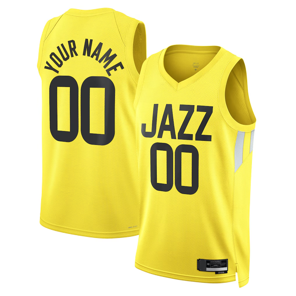 Moorv Custom U.Jazz Gold Swingman Stitched Jerseys - Icon Edition