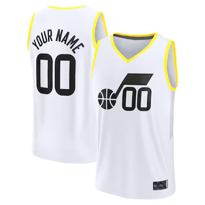 Moorv Custom U.Jazz White Fast Break Replica Stitched Jerseys - Association Edition -1