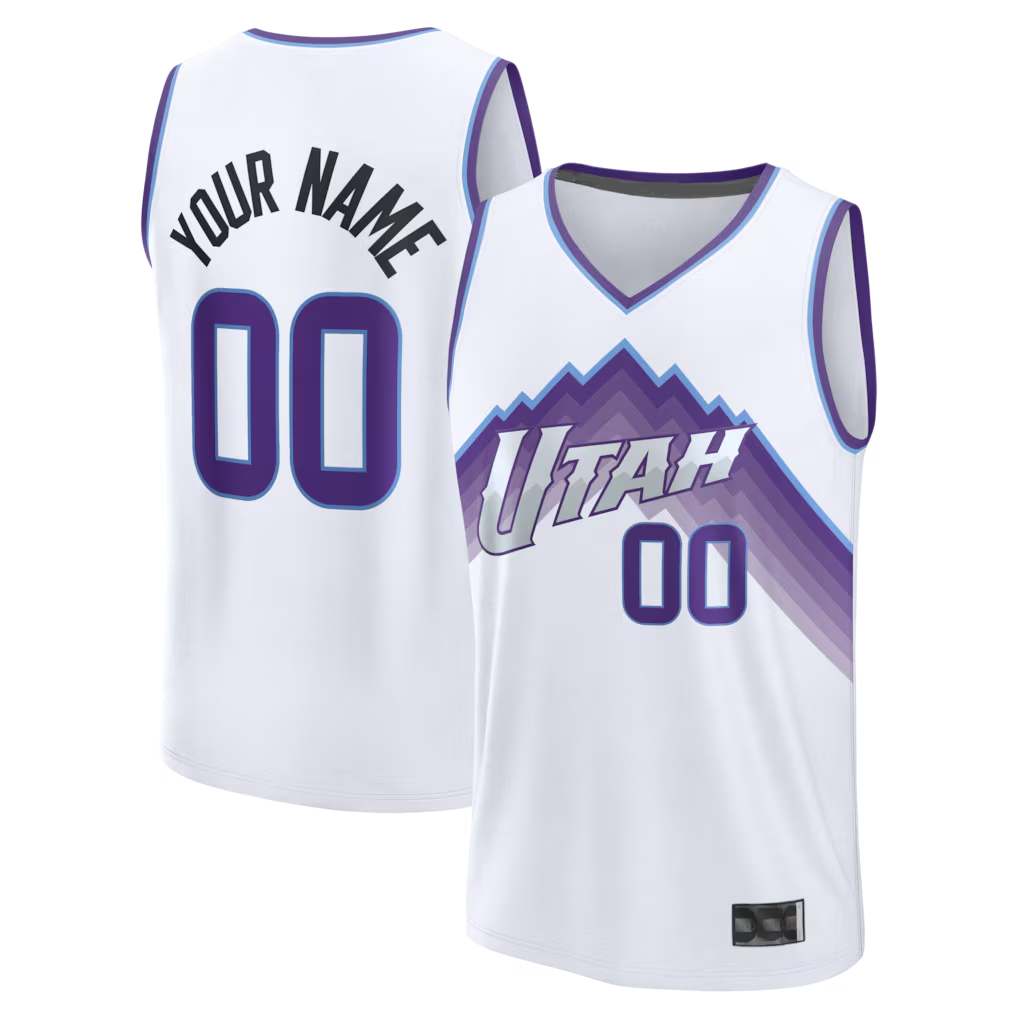 Moorv Custom U.Jazz White Fast Break Replica Stitched Jerseys - Association Edition