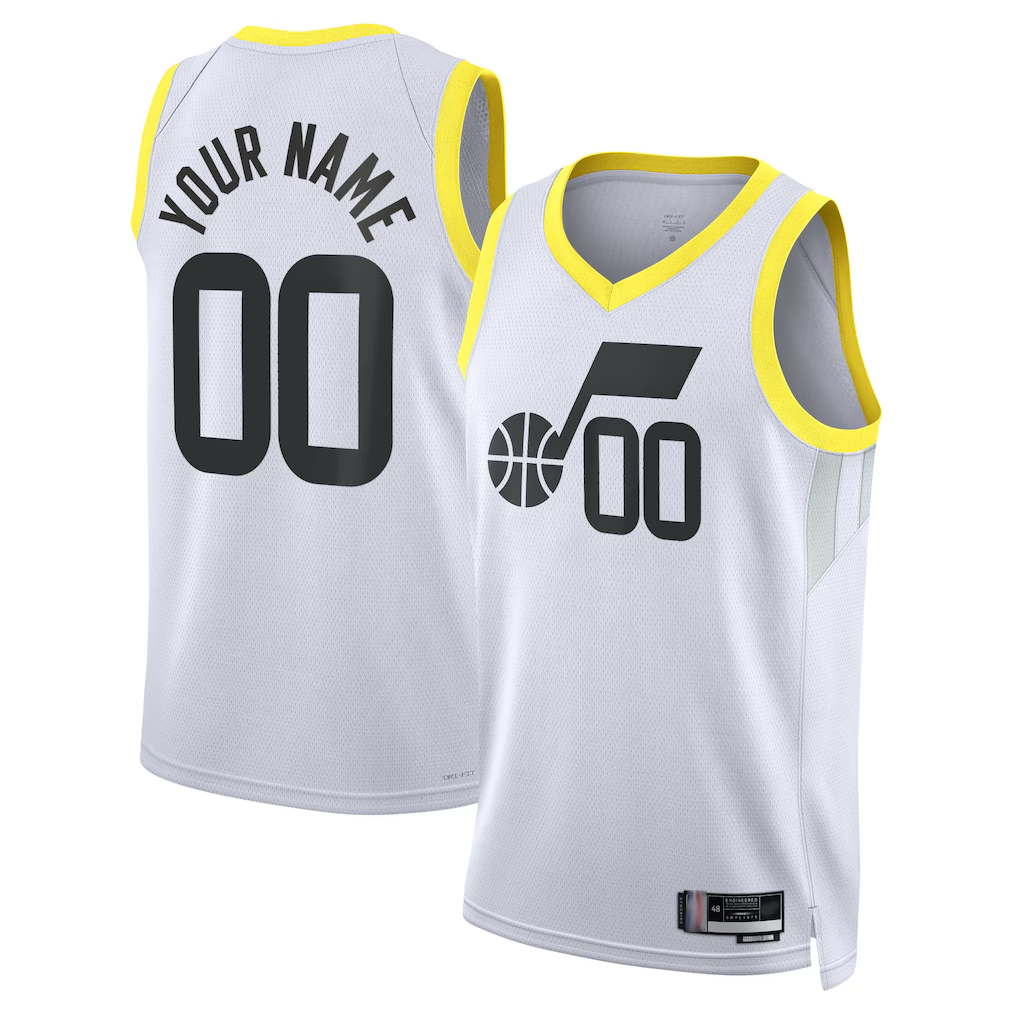 Moorv Custom U.Jazz White Swingman Stitched Jerseys - Association Edition