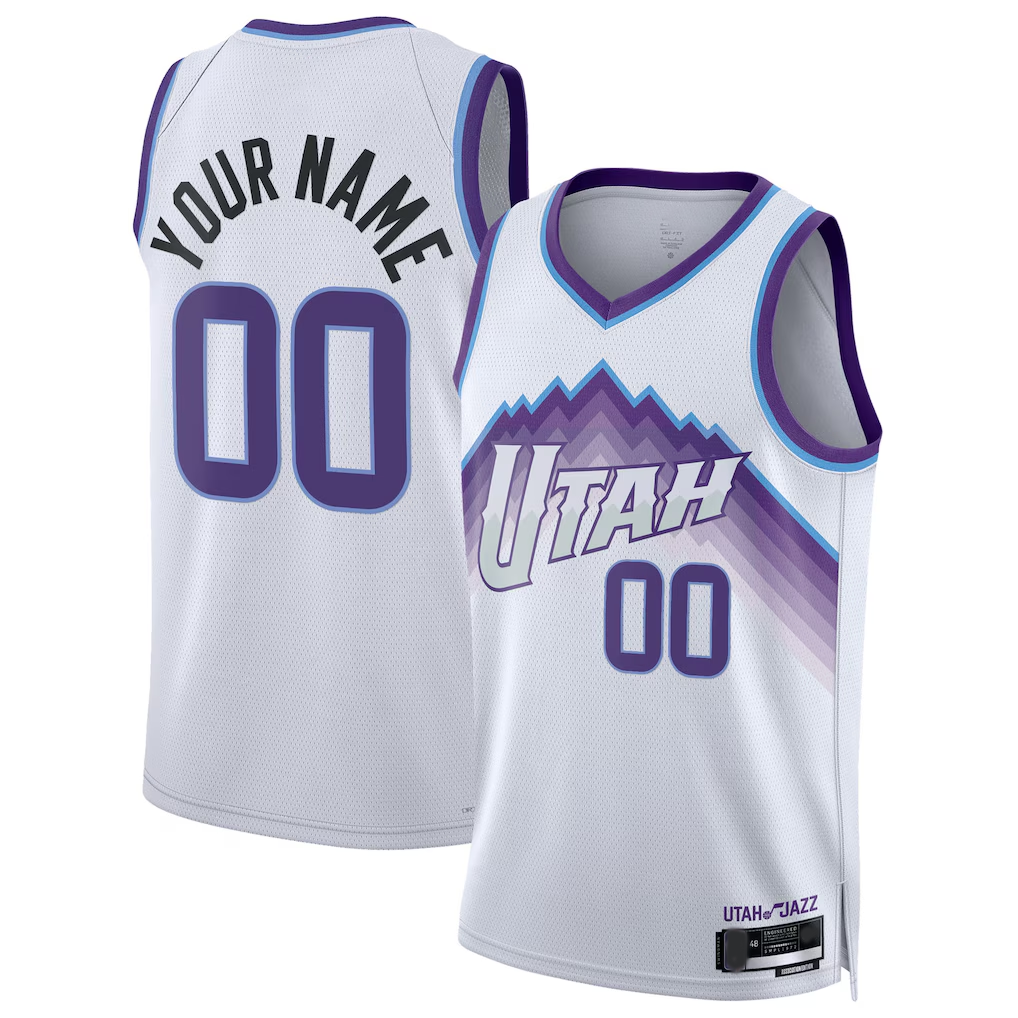 Moorv Custom U.Jazz White Swingman Stitched Jerseys - Association Edition