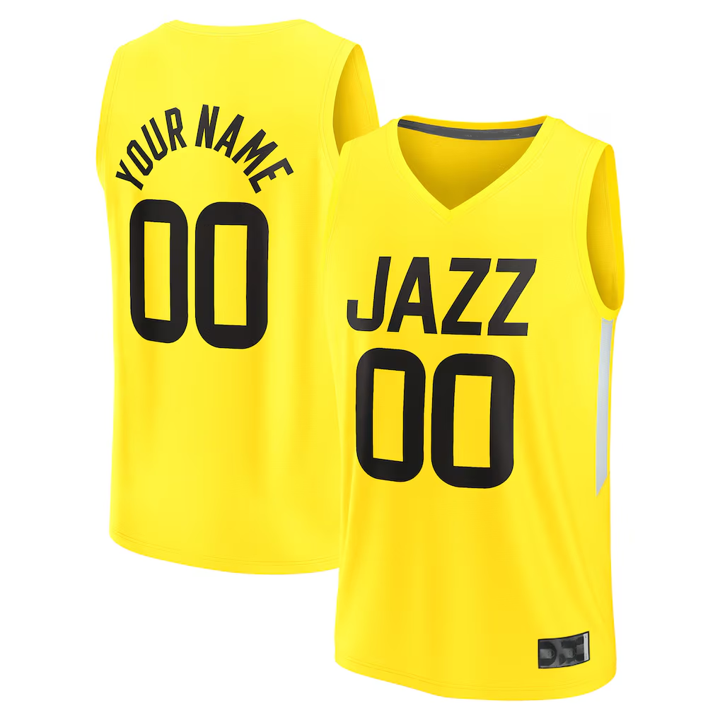 Moorv Custom U.Jazz Yellow Fast Break Replica Stitched Jerseys - Icon Edition