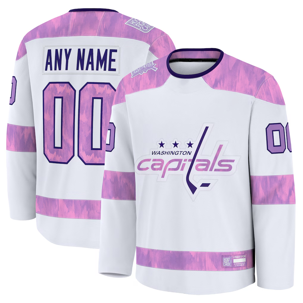 Moorv Custom W.Capitals White 2024 Hockey Fights Cancer Practice Jerseys
