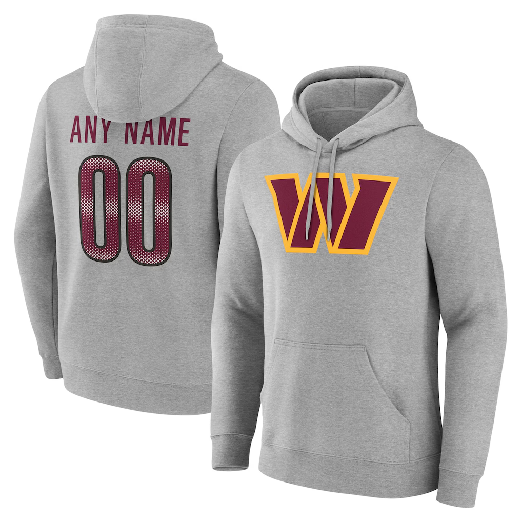Moorv Custom W.Commanders Gray Team Authentic Personalized Name & Number Hoodie Stitched Jerseys