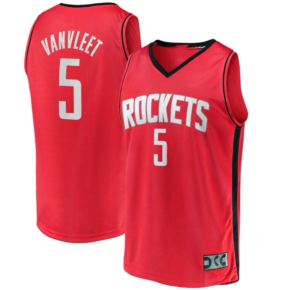 Moorv H.Rockets #5 Fred VanVleet Red Fast Break Replica Player Stitched Jerseys- Icon Edition