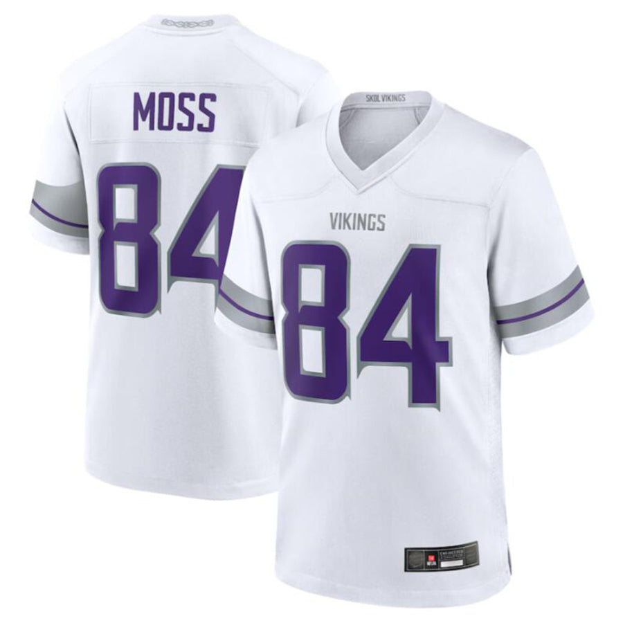 Moorv MN.Vikings #84 Randy Moss White Alternate Retired Player Game Jersey American Stitched Jerseys