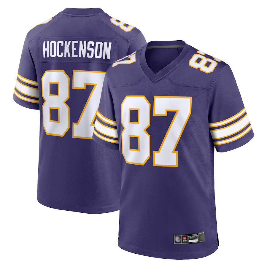 Moorv MN.Vikings Secondary Alternate Game Football Jerseys - Purple - #87 T.J. Hockenson Player Stitched Jerseys