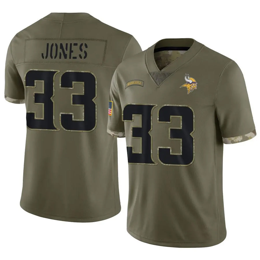 Moorv MN.Vikings #33 Aaron Jones Player Salute To Service Limited Olive Stitched Jerseys