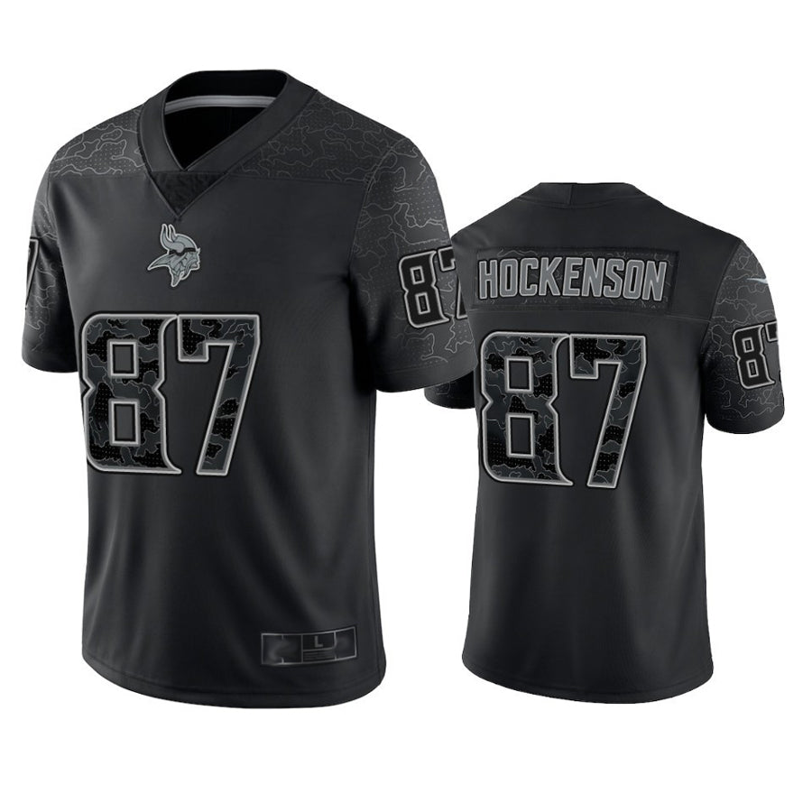 Moorv MN.Vikings #87 T.J. Hockenson Player Black REFLECTIVE Limited Stitched Jerseys