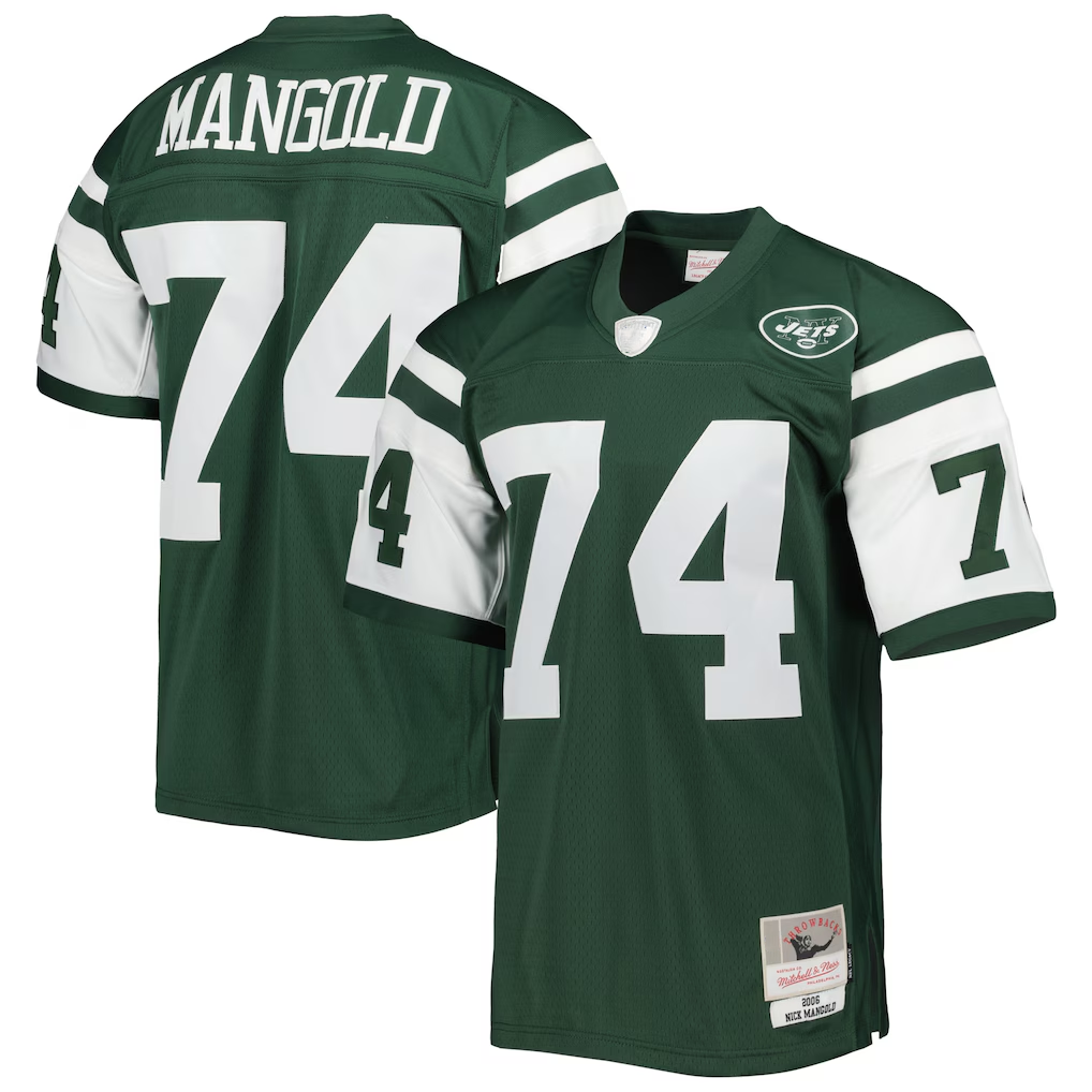 Moorv NY.Jets #74 Nick Mangold Mitchell & Ness Green Legacy Replica Stitched Jerseys