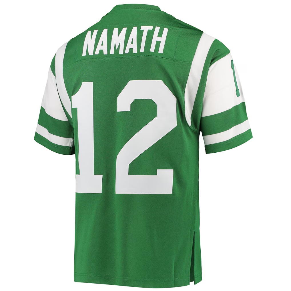 Moorv NY.Jets1968 #12 Joe Namath Mitchell & Ness Green Authentic Throwback Retired Player Puhic Stitched Jerseys