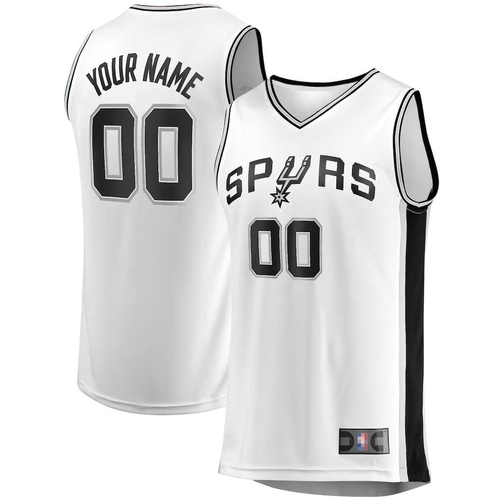 Moorv Custom SA.Spurs White Fast Break Replica Stitched Jerseys- Association Edition